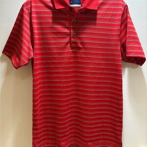 Jack Nicklaus Red Striped Golf Polo Shirt Men’s S  StayDri Performance Bear Logo